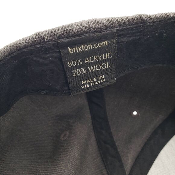 BRIXTON Supply Oath III Snapback Hat Grey & Black Adjustable Wool Cap - Picture 7 of 9